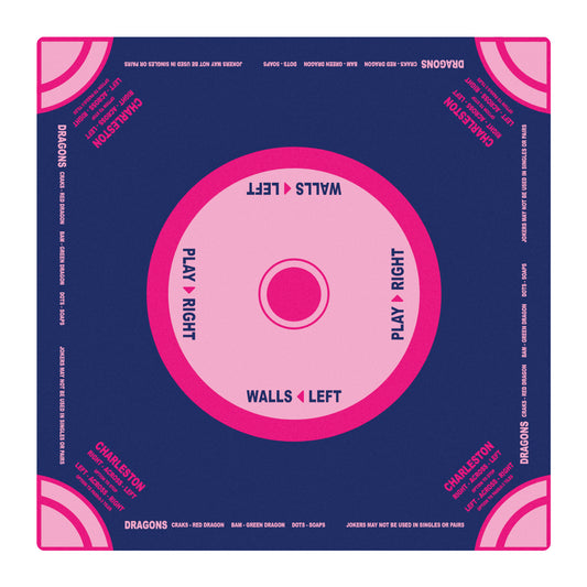 Top view of the Blue Crush Mahjong Mat featuring bold blue geometric design and clear layout