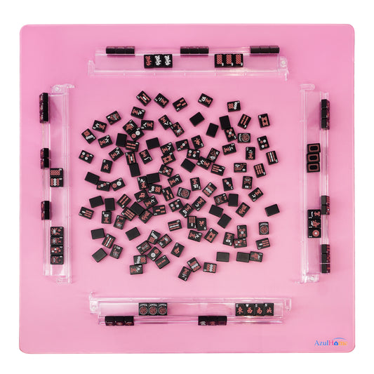 Clear acrylic Mahjong rack placed on table for organized tile gameplay