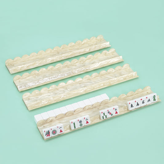 Scallop Acrylic Mahjong Rack with Magnetic Pusher - – Set of 4 for American Mahjong