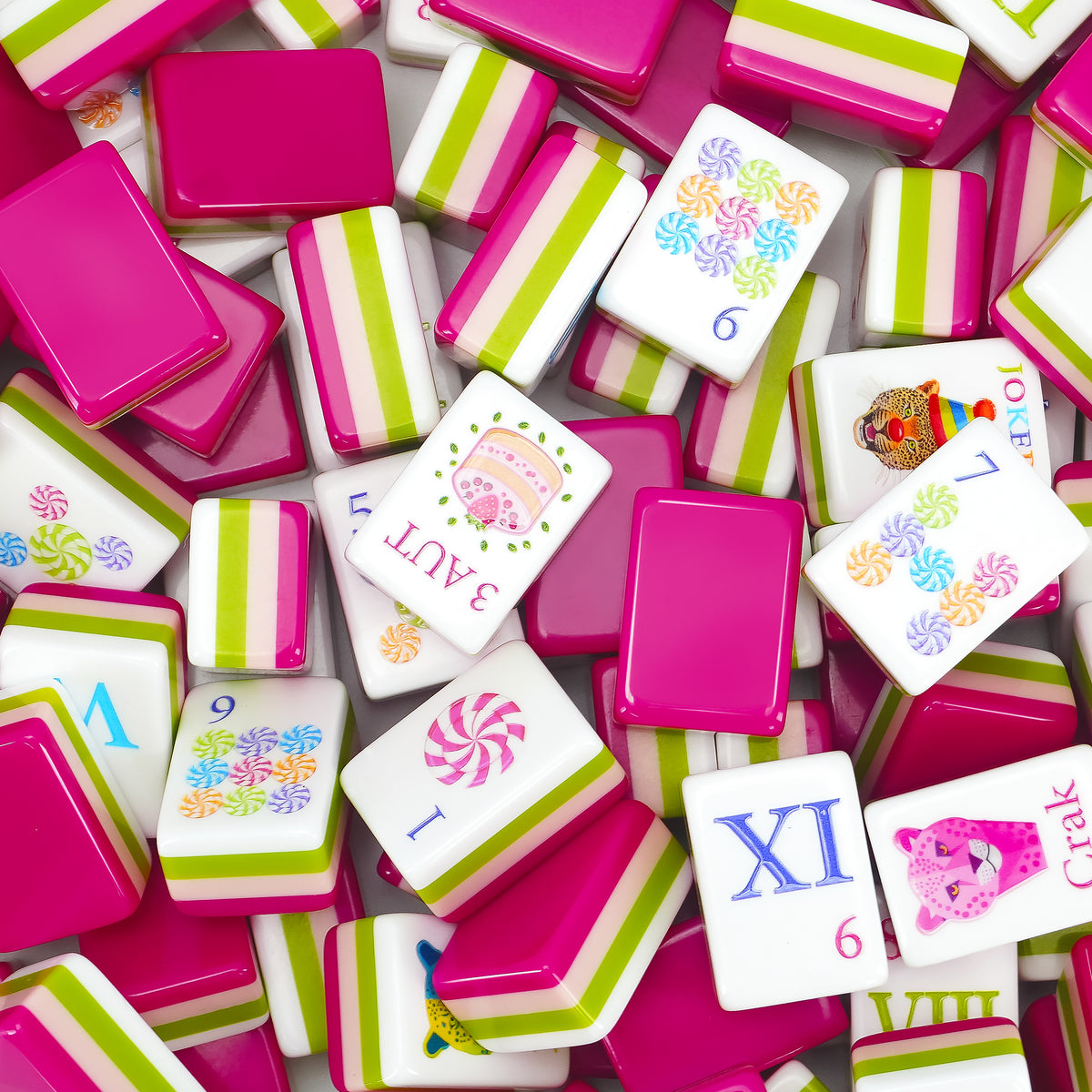 Luxury Pink Panther Mahjong Set | Designer Engraved 4-Layer Mahjong Tiles