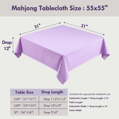 Lavender Mahjong Tablecloths for Card Tables, Square Table Cover