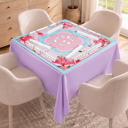 Lavender Mahjong Tablecloths for Card Tables, Square Table Cover