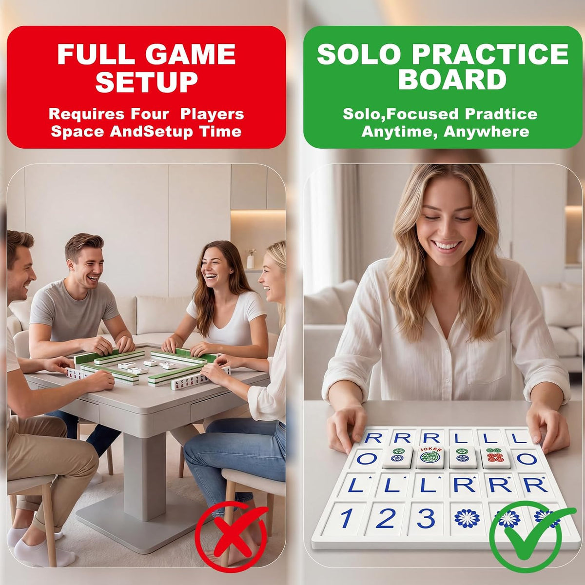 Mahjong Solo Practice Board - Red