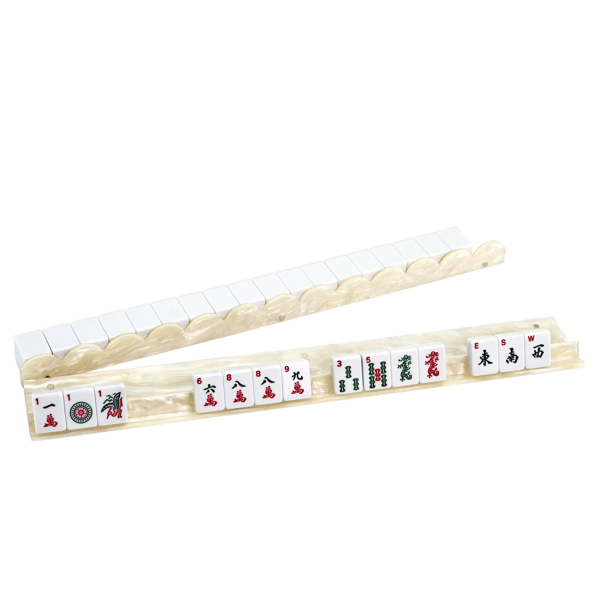 Scallop Acrylic Mahjong Rack with Magnetic Pusher - – Set of 4 for American Mahjong