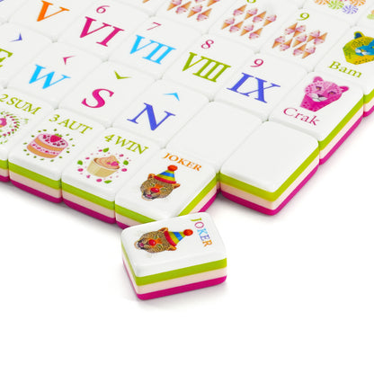 Luxury Pink Panther Mahjong Set | Designer Engraved 4-Layer Mahjong Tiles