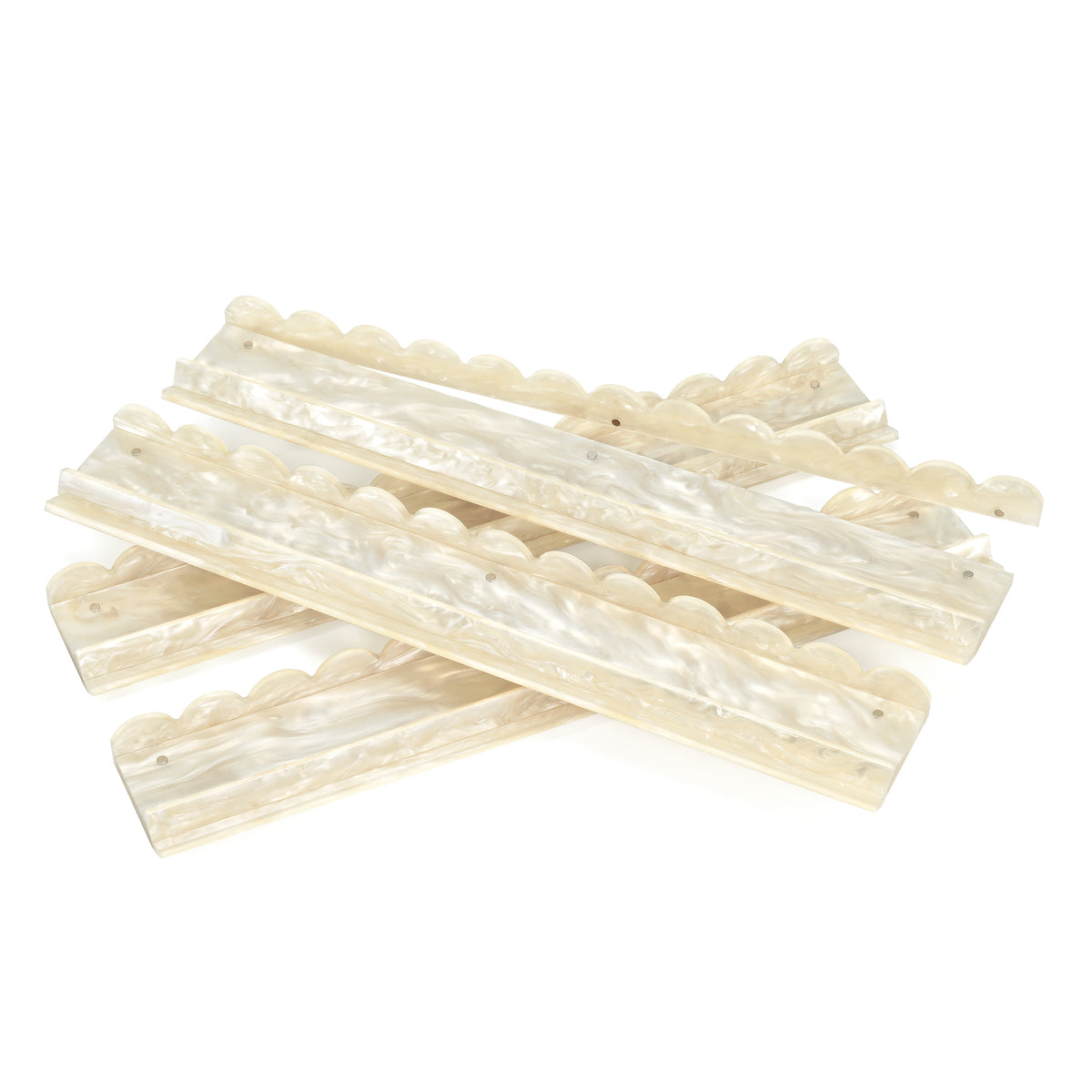 Scallop Acrylic Mahjong Rack with Magnetic Pusher - – Set of 4 for American Mahjong