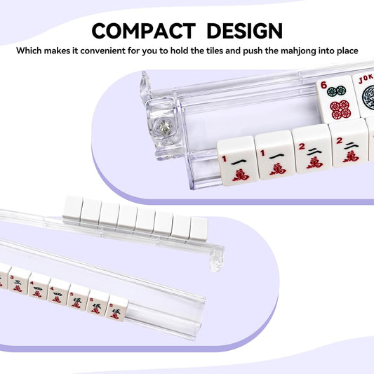 4PCS Mahjong Racks with Pushers, 18'' Clear Acrylic
