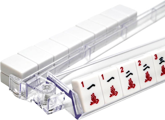 4PCS Mahjong Racks with Pushers, 18'' Clear Acrylic