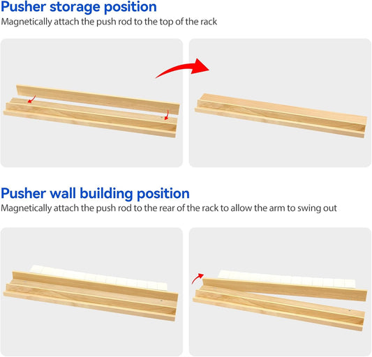 4pc Mahjong Racks 19'' Wooden Mahjong Racks with Pushers