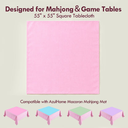 Pink Mahjong Tablecloths for Card Tables, Square Table Cover