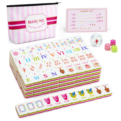 Luxury Pink Panther Mahjong Set | Designer Engraved 4-Layer Mahjong Tiles