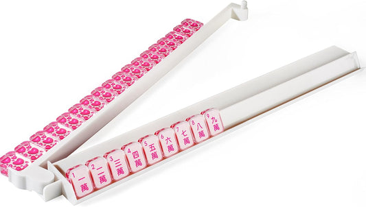 4pc Mahjong Racks with Pushers, 18'' Ivory White Acrylic