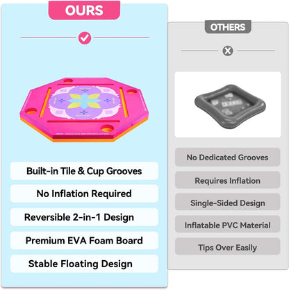 Floating Mahjong Mat/Table for Pool - Rose Pink