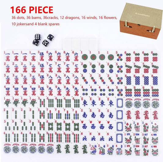American Mahjong Game Set with 166 White Tiles 1.2''(30mm)