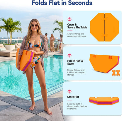Floating Mahjong Mat/Table for Pool - Rose Pink