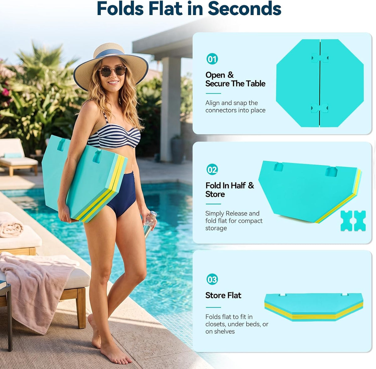 Floating Mahjong Mat/Table for Pool - Fluorescent Green