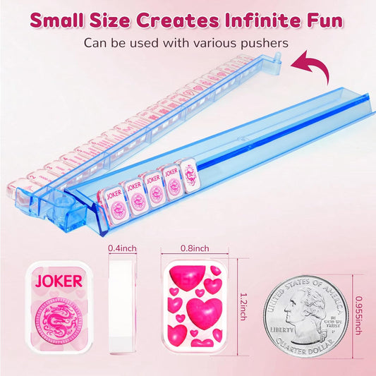 American Mahjong Game Set, 166 Pink Love Transparent Acrylic