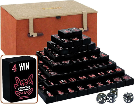 American Mahjong Game Set with 166 Black Tiles 1.2''(30mm)