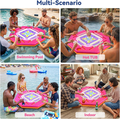 Floating Mahjong Mat/Table for Pool - Rose Pink