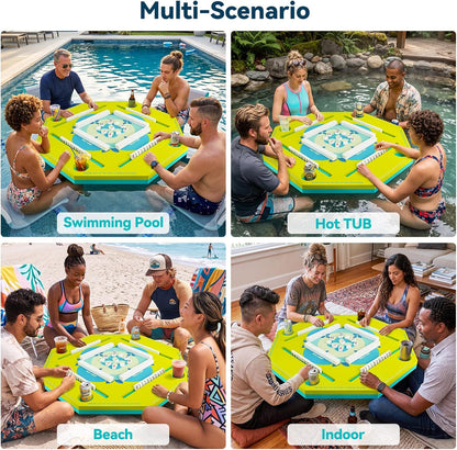 Floating Mahjong Mat/Table for Pool - Fluorescent Green