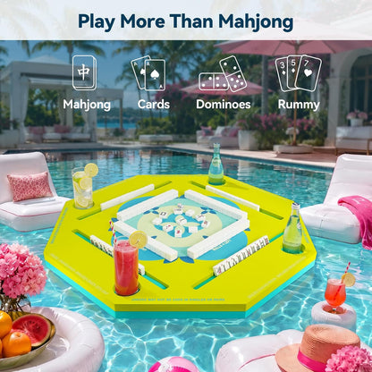 Floating Mahjong Mat/Table for Pool - Fluorescent Green