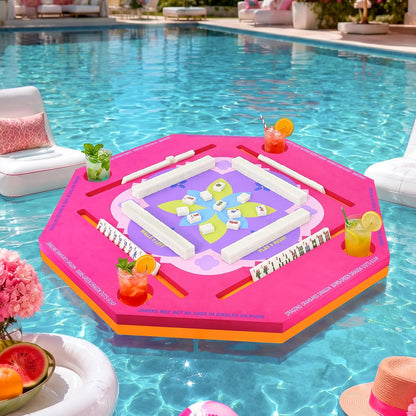 Floating Mahjong Mat/Table for Pool - Rose Pink