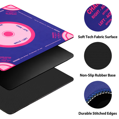 Close‑up of Blue Crush Mahjong Mat showing vinyl surface texture and durable edge finish