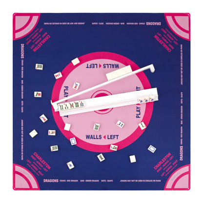 Blue Crush Mahjong Mat displayed with Mahjong tiles for organized NMJL‑friendly play