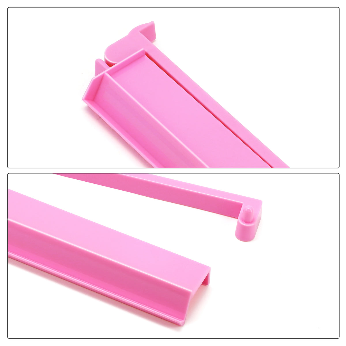 Close-up detail of Cherryblossom pink acrylic Mahjong rack with built-in pusher