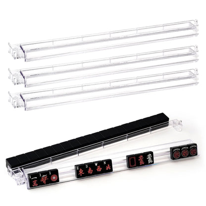 Side profile of transparent acrylic Mahjong rack highlighting smooth edges