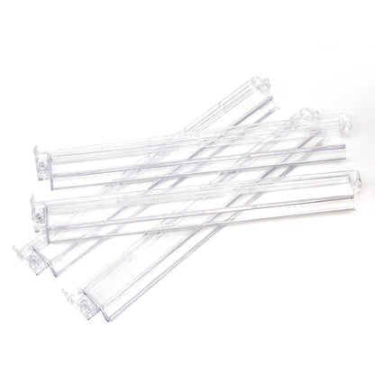 Set of four clear acrylic Mahjong racks with pushers arranged neatly