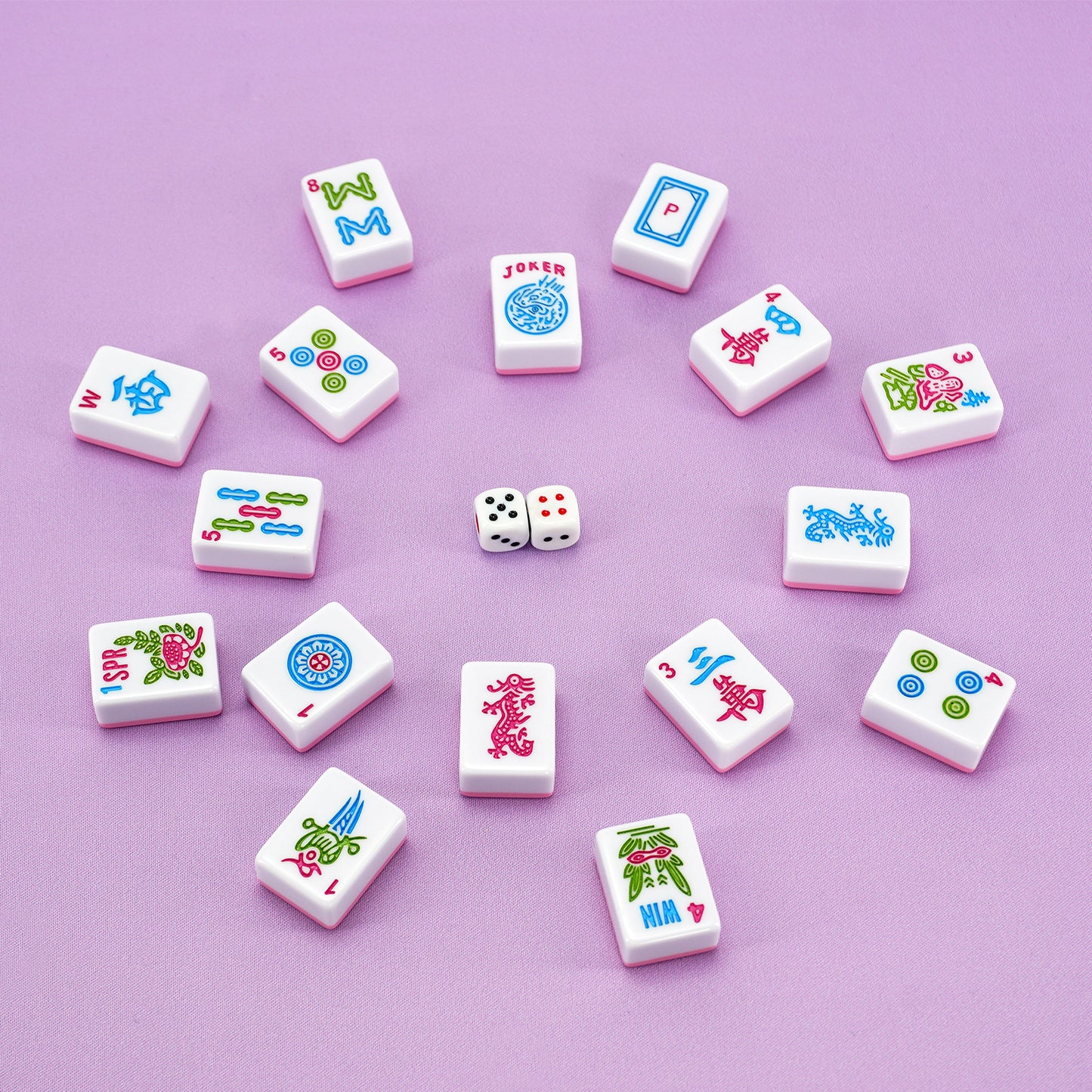 Cotton Candy American Mahjong tiles arranged on a soft pink background