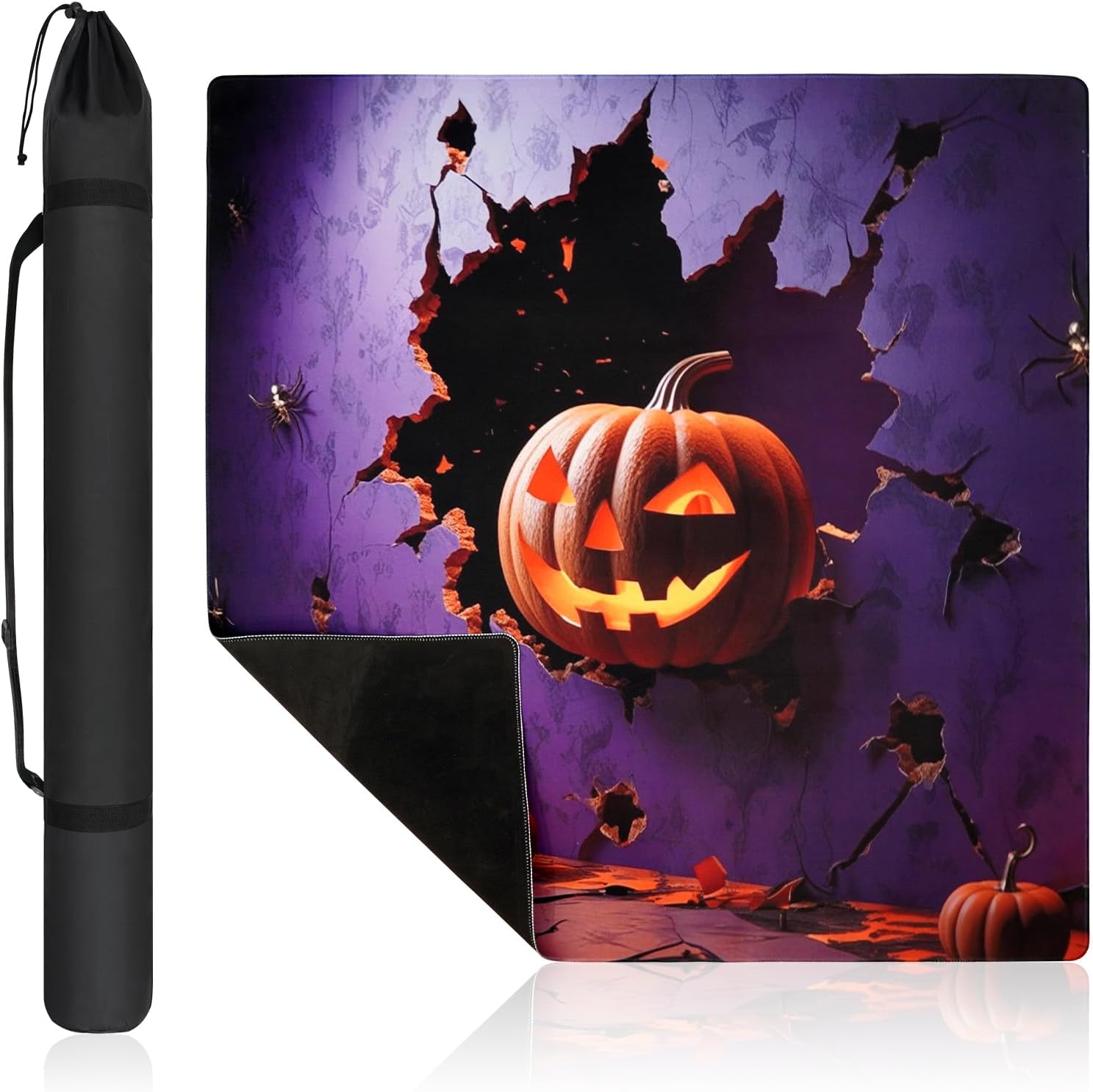 close up of mahjong mat corner lifted to show textured non slip rubber backing