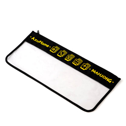 empty glowline mahjong storage bag with black trim and gold accents displayed at an angle