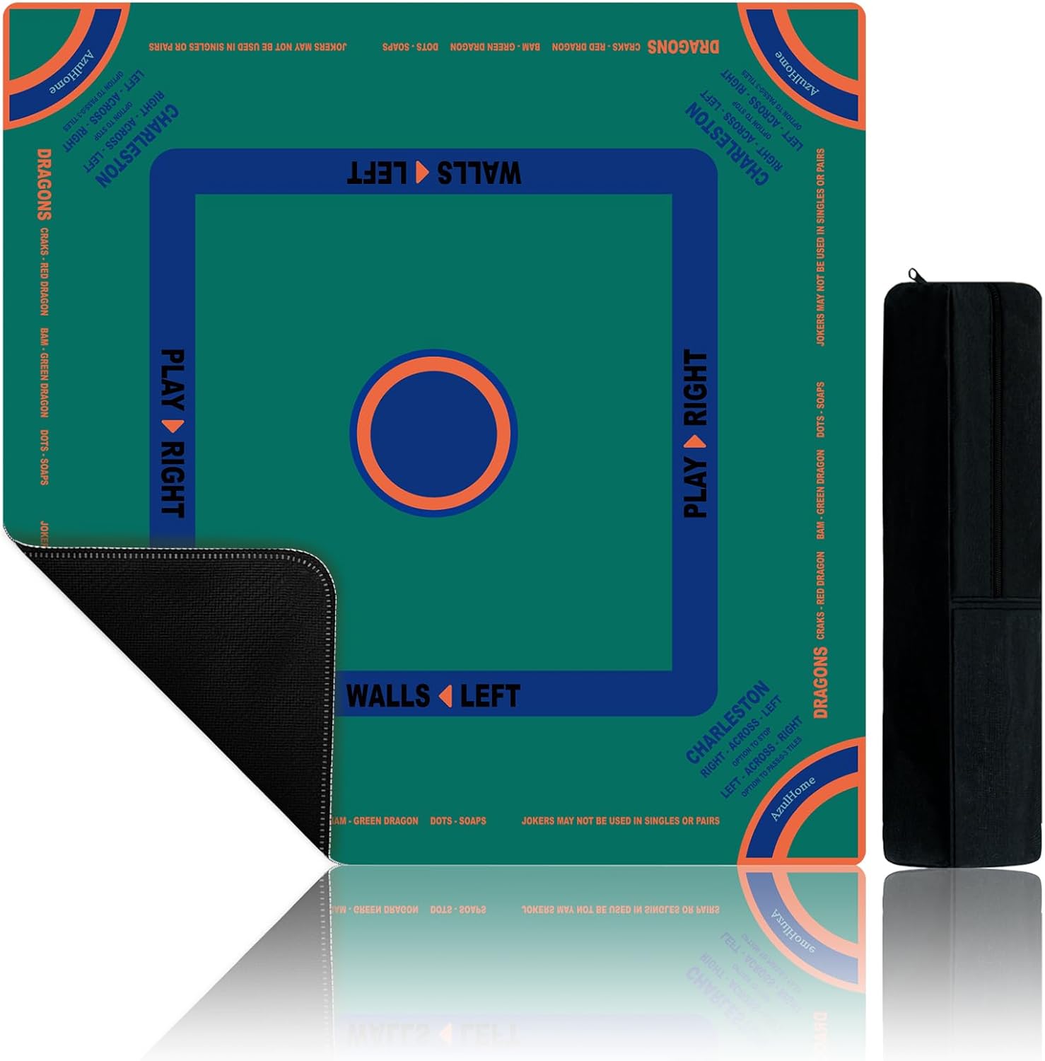 Green Jade Mahjong Mat folded for compact storage and easy transport