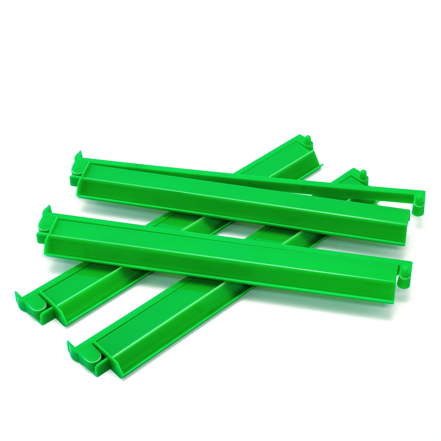 tacked display of green acrylic mahjong racks and pushers