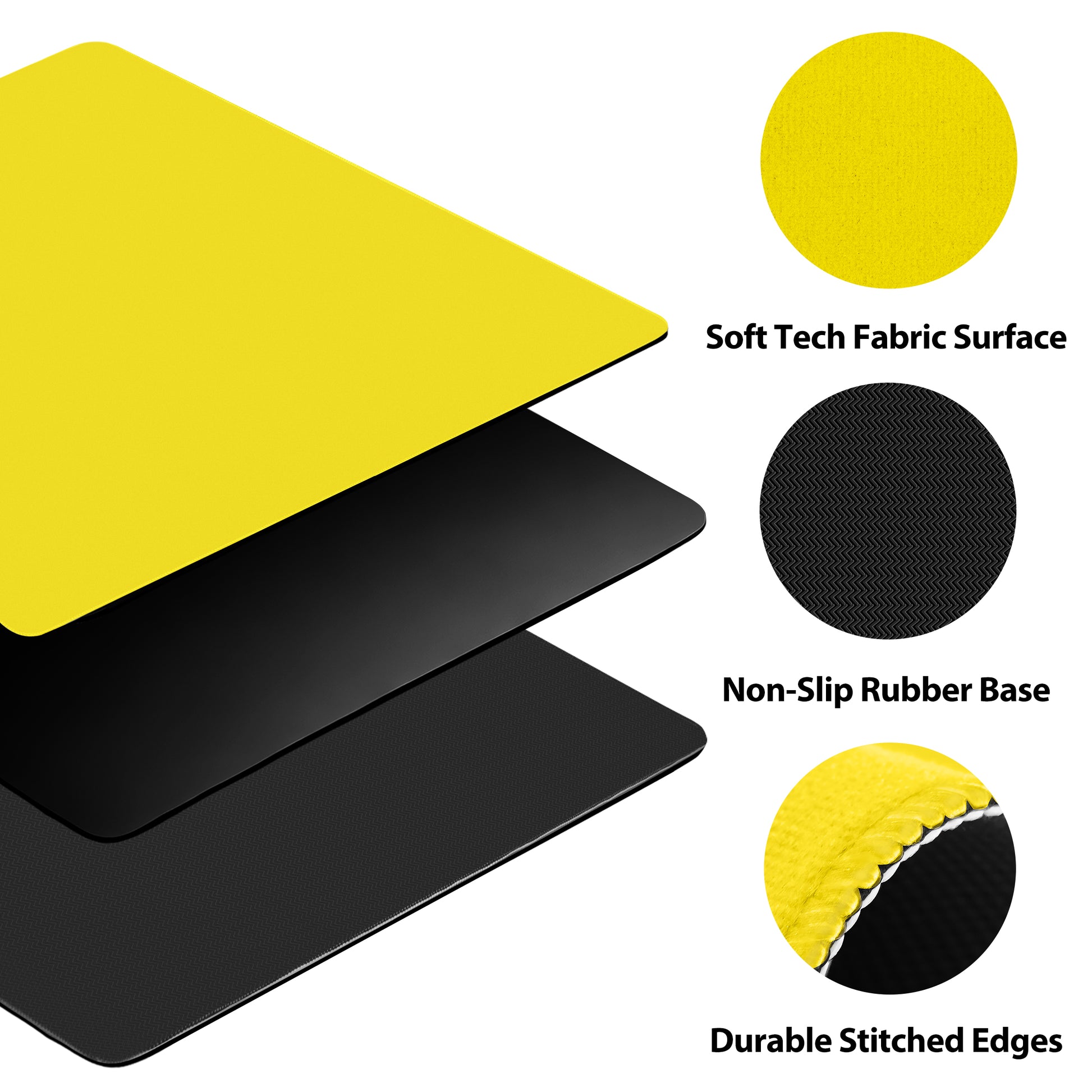 Close‑up of Lemon Yellow Mahjong Mat showing vinyl surface texture and durable edge finish