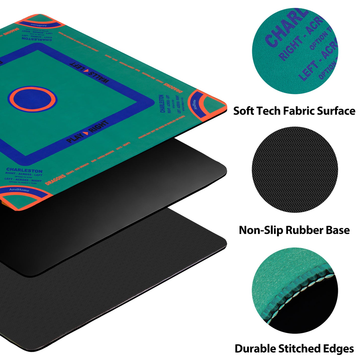 Non‑slip backing of the Green Jade Mahjong Mat for stable tile and card play