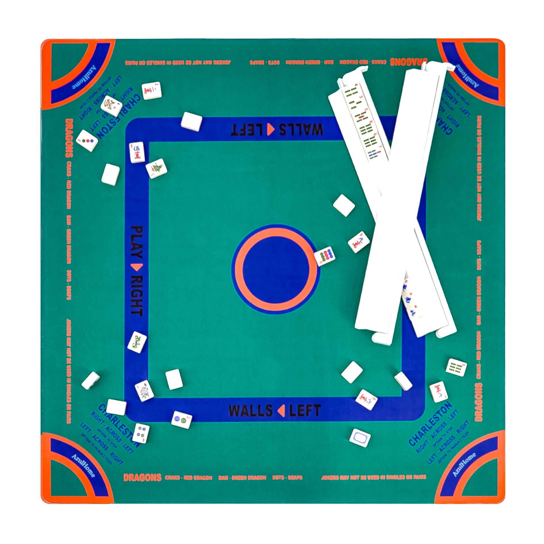 Green Jade Mahjong Mat | Deep Green Table Design | AzulHome