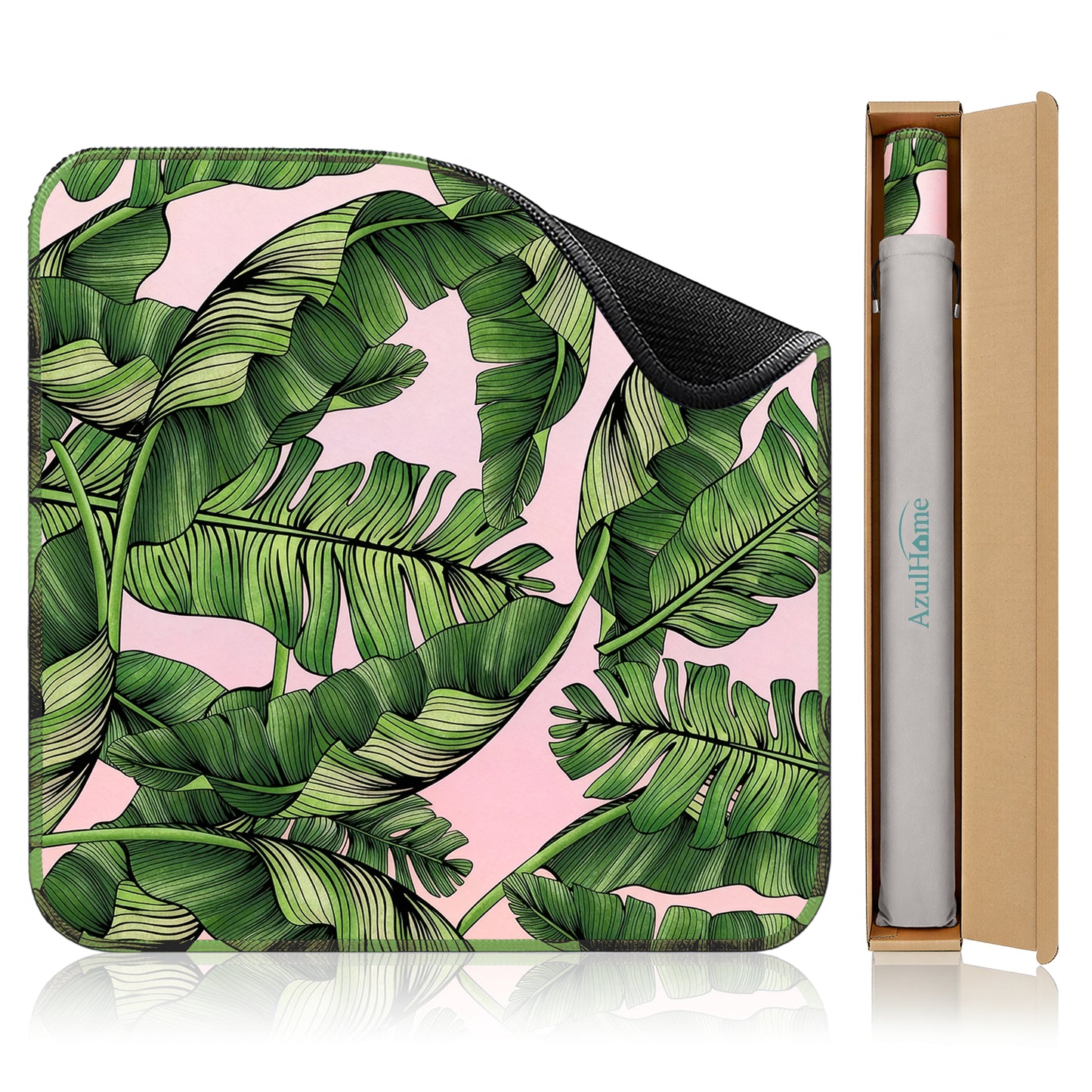 Tropical palm leaf mahjong play mat rolled for easy storage