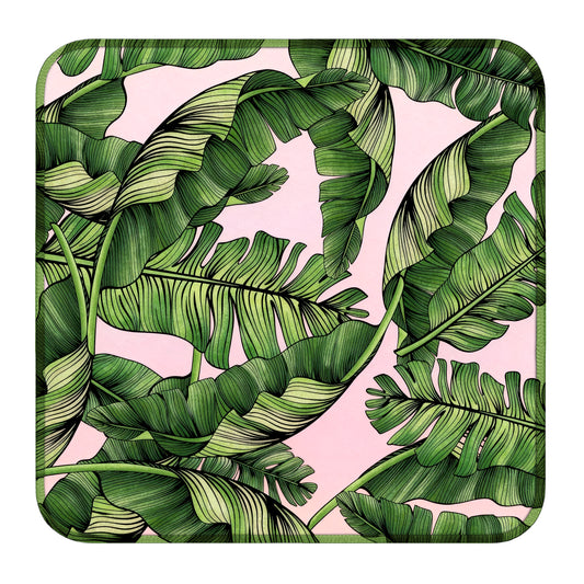 Close up texture of tropical palm leaf design mahjong play mat