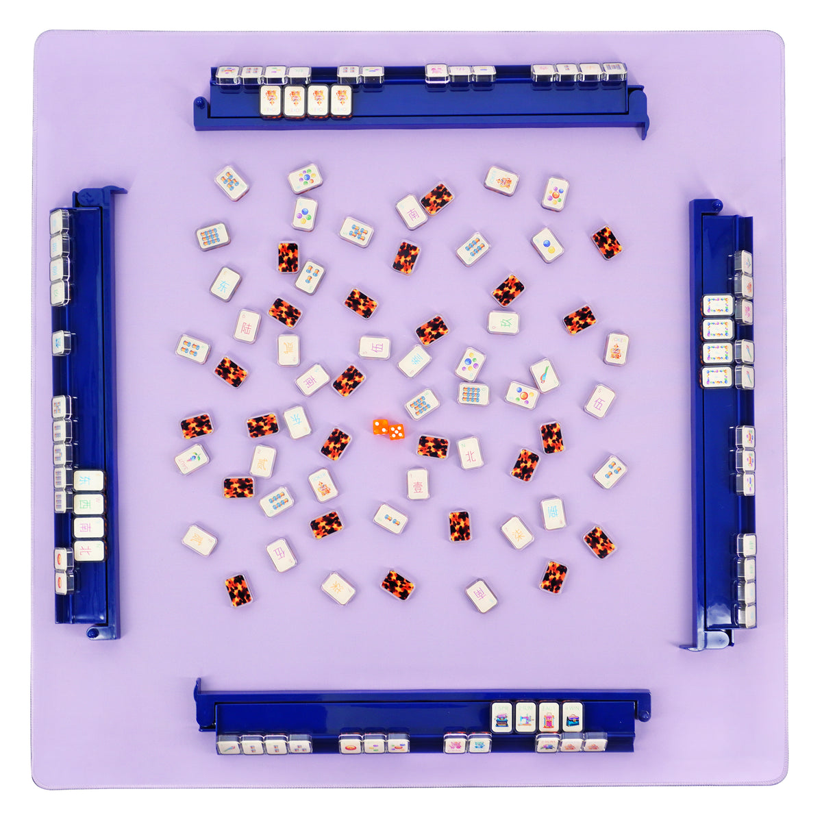 Midnight Blue acrylic Mahjong rack and pusher set with tiles for American Mahjong