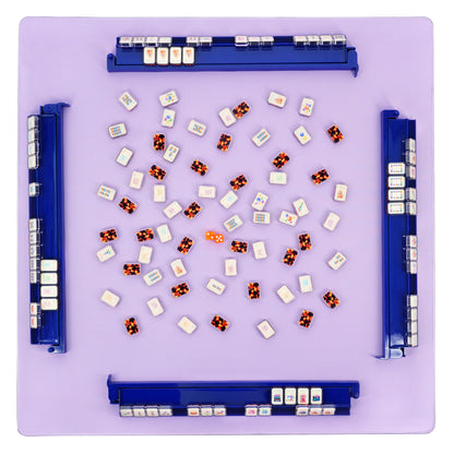 Midnight Blue acrylic Mahjong rack and pusher set with tiles for American Mahjong