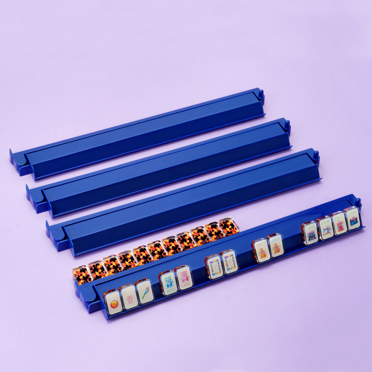 Midnight Blue acrylic Mahjong rack and pusher set for American Mahjong