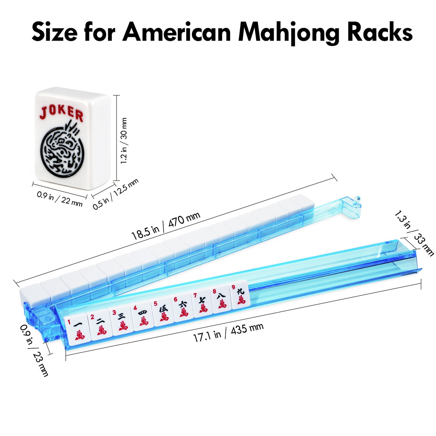 Set of four multicolor acrylic Mahjong racks size, dimension, measurement, size for American mahjong