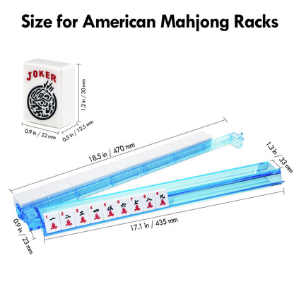 Set of four multicolor acrylic Mahjong racks size, dimension, measurement, size for American mahjong