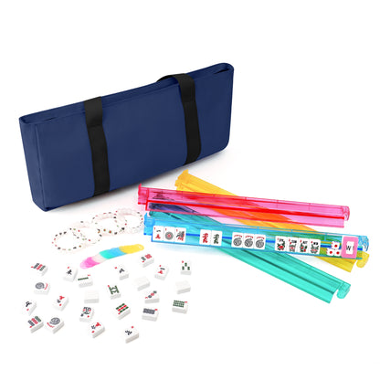 Navy Blue American Mahjong set with full 166 tiles, racks, pushers, and carrying bag