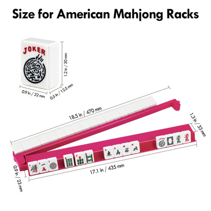 Size guide for pink acrylic mahjong rack for American Mahjong tiles