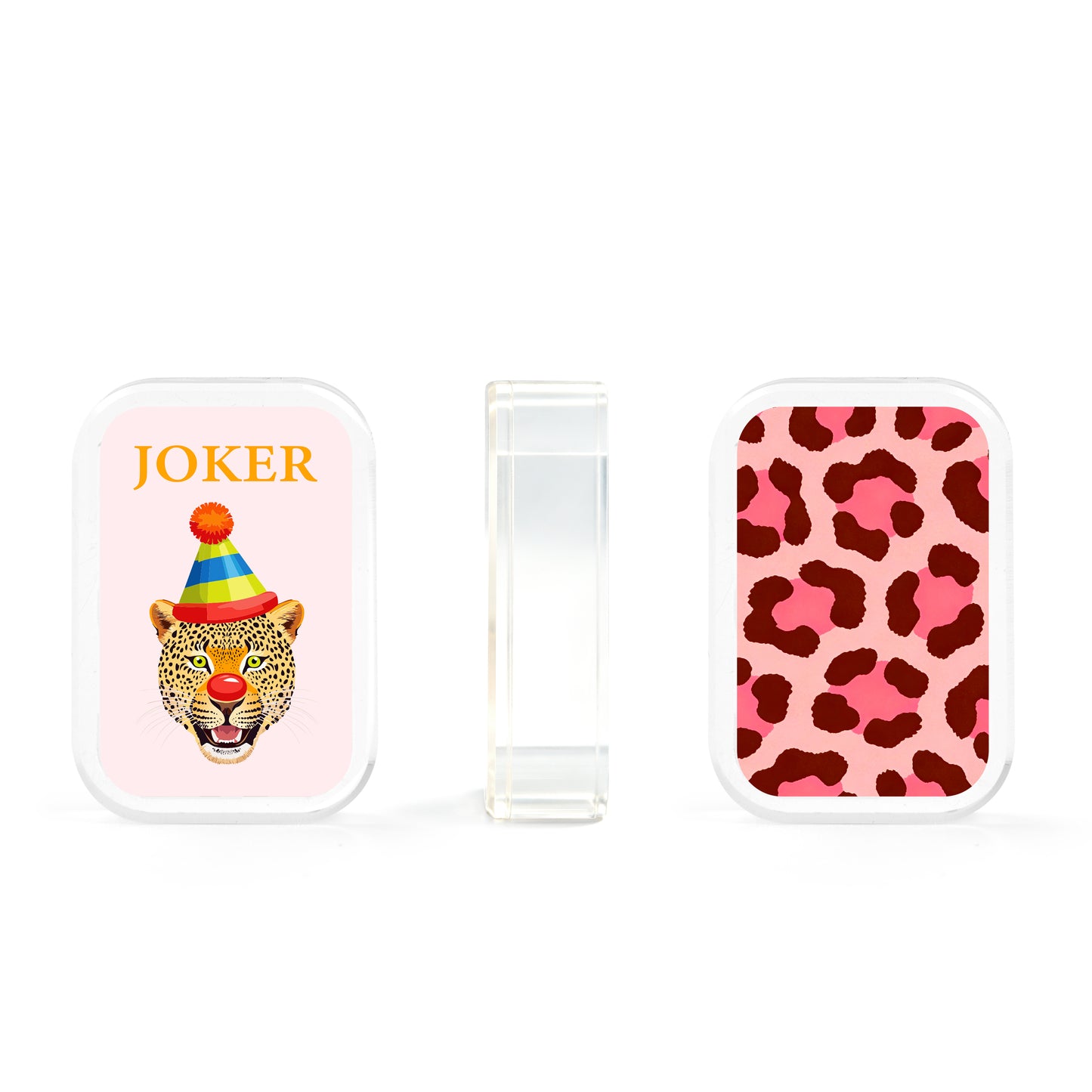 Pink Panther Mahjong accessories including dice, racks, and leopard print tiles