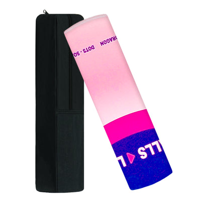 Pink Paradise Mahjong Mat folded for compact storage with protective travel sleeve